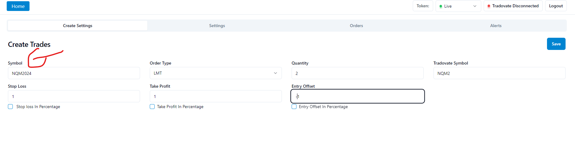 Link Tradingview to Tradovate Symbol mapping