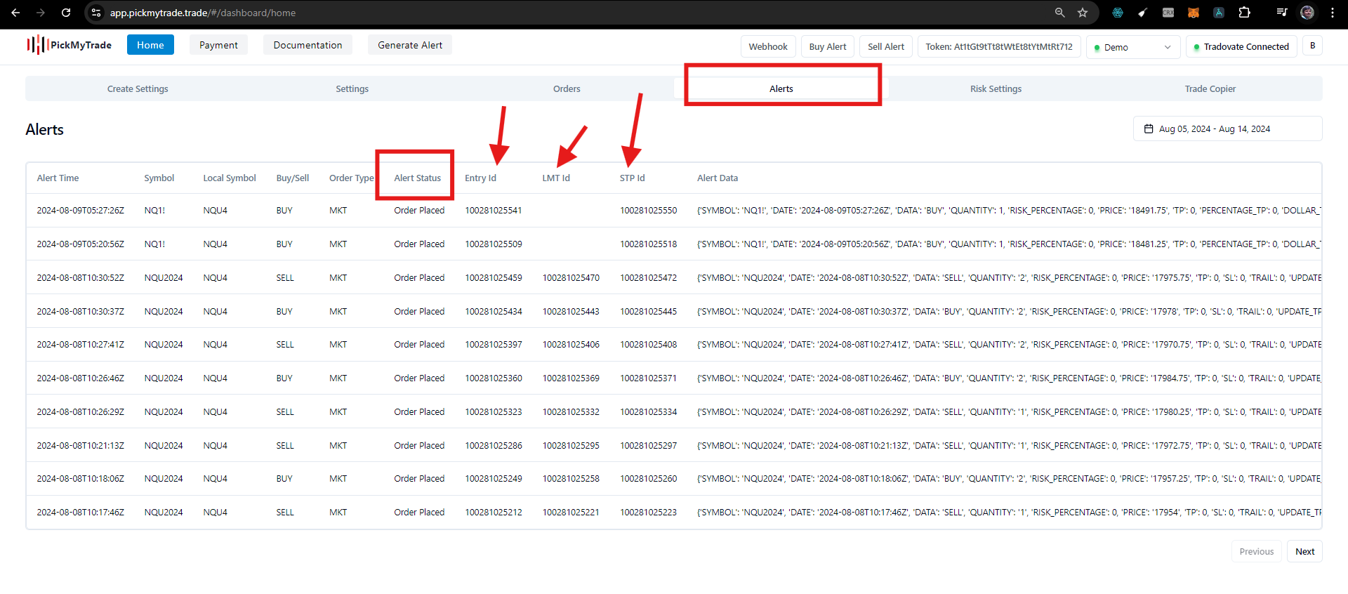 Testing alerts in TradingView