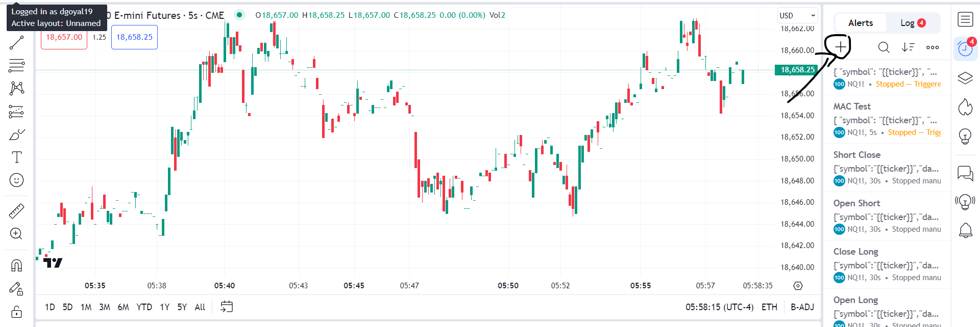 Create Alert for TradingView to Tradovate