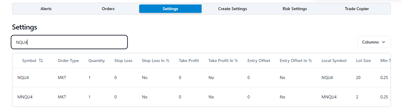 pickmytrade setting